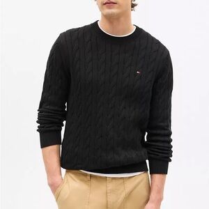 Tommy Hilfiger Men's Black Ribbed Crewneck Sweater